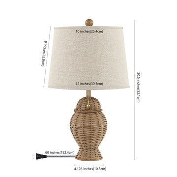 Margie Wicker 20.5" Bohemian Rustic Iron LED Table Lamp - JONATHAN Y